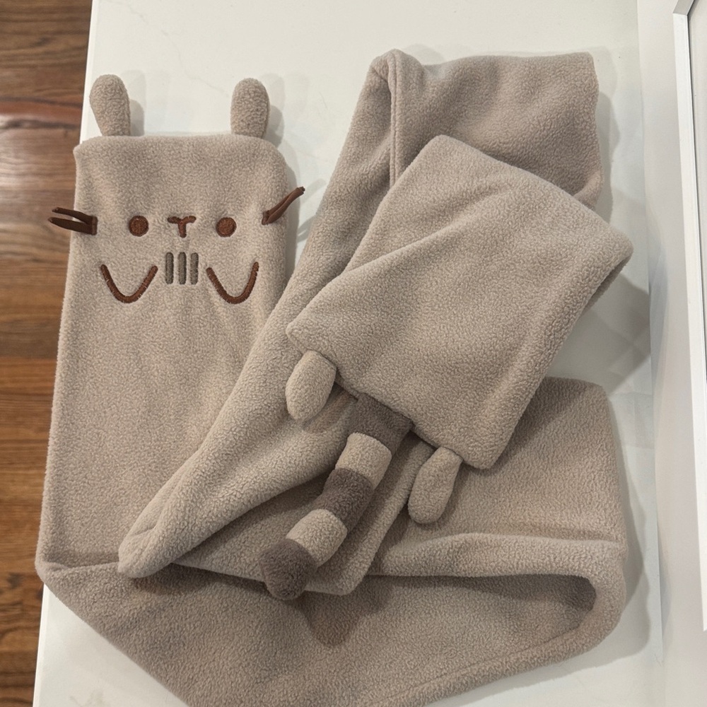 Cute Pusheen Cat Scarf with Ears and Tail
